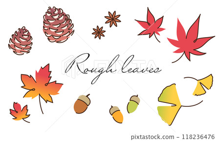 秋季主題套裝：松樹流行、落葉、橡實、銀杏、楓葉 118236476