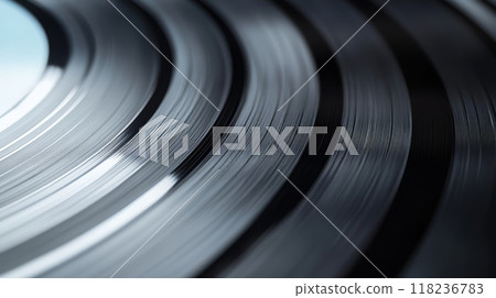 Top view of spinning vinyl records in motion 118236783