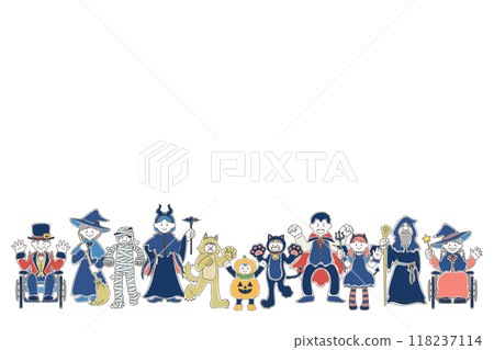 穿著萬聖節服裝的水平多代人的鬆散插圖（集） 118237114