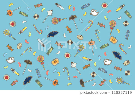 散落的萬聖節糖果的鬆散插圖（組） 118237119