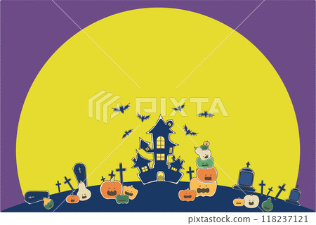 萬聖節月夜、南瓜和鬆散的背景圖（套） 118237121