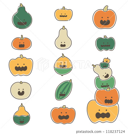 萬聖節南瓜（南瓜燈）的散裝插圖（套裝） 118237124