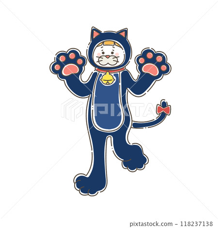 一個穿著萬聖節服裝的女孩的寬鬆插圖[黑貓] 118237138