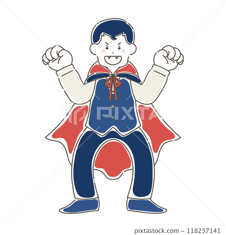 一個穿著萬聖節服裝的男人的寬鬆插圖[吸血鬼] 118237141