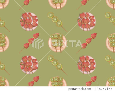 Seamless patterns tanghulu hand drawn Sugarcoat street food Asian fruit viral dessert on colorful background. Seamless patterns tanghulu hand drawn Sugarcoat street food Asian fruit viral dessert on colorful background. 118237167