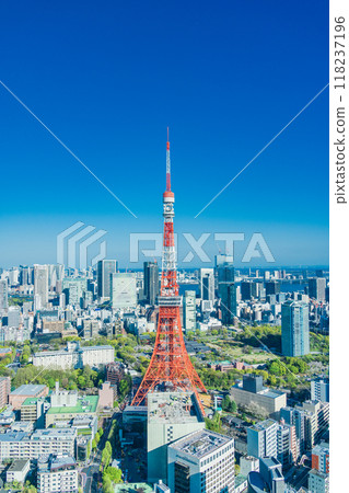 與東京鐵塔的東京城市景觀 與東京鐵塔的東京城市景觀 118237196