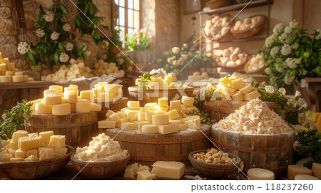 Photo of delicious pieces of cheese Photo of delicious pieces of cheese 118237260