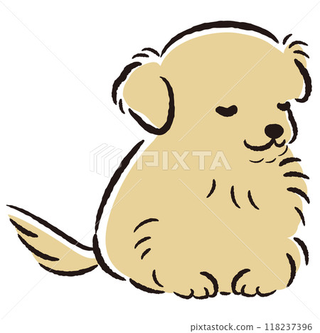 Hand drawn illustration of a dog bowing 118237396