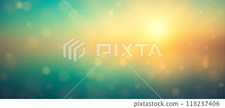 Sunrise colors in soft focus, abstract natural background, light bokeh effect, serene blue and yellow gradient, peaceful morning atmosphere in blurred landscape 118237406