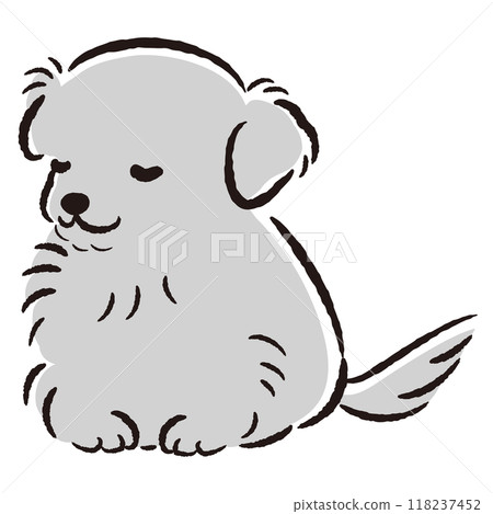 Hand drawn illustration of a dog bowing 118237452
