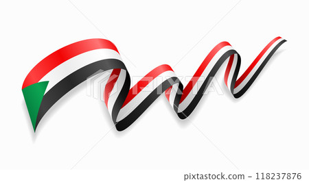 Sudanese flag wavy abstract background. Vector illustration. 118237876