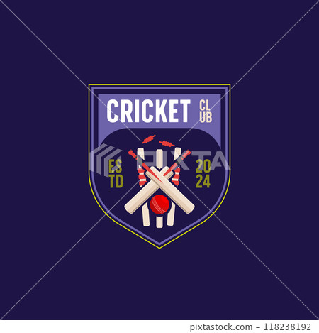 simple emblem of cricket logo template. cricket ball bat and stick graphic element vector design simple emblem of cricket logo template. cricket ball bat and stick graphic element vector design 118238192