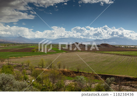Khor Virap monastery in front of mount Ararat. Ararat mountain. beautiful landscape Khor Virap monastery in front of mount Ararat. Ararat mountain. beautiful landscape 118238436