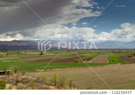 Khor Virap monastery in front of mount Ararat. Ararat mountain. beautiful landscape 118238437