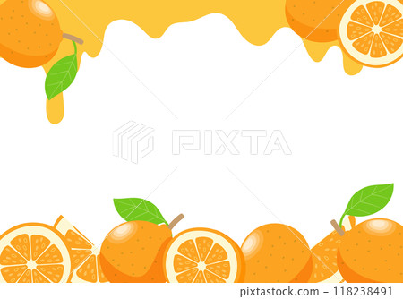 Fresh orange frame dripping with juice Fresh orange frame dripping with juice 118238491