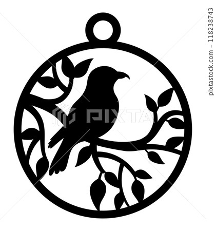 Circular Bird Silhouette Earrings Template 118238743
