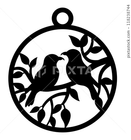 Circular Bird Silhouette Earrings Template 118238744