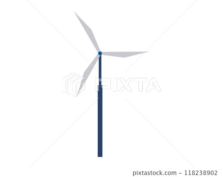 A clean and minimalist vector illustration of a wind turbine featuring blue and gray elements. This design emphasizes renewable energy themes, ideal for sustainability-focused content. A clean and minimalist vector illustration of a wind turbine featuring blue and gray elements. This design emphasizes renewable energy themes, ideal for sustainability-focused content. 118238902