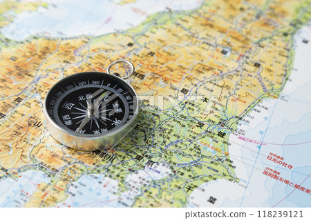 Japan map and compass 118239121