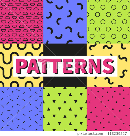 Geometric figures - colorful flat design style pattern set Geometric figures - colorful flat design style pattern set 118239227