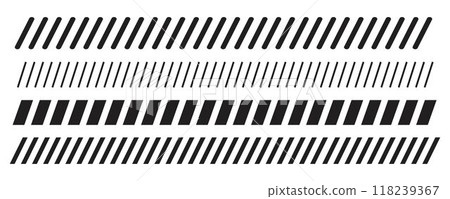 Slash line border, diagonal lines. Divider strip Tilt strip geometric abstract border. Diagonal grid. Geometric dashed tape 118239367