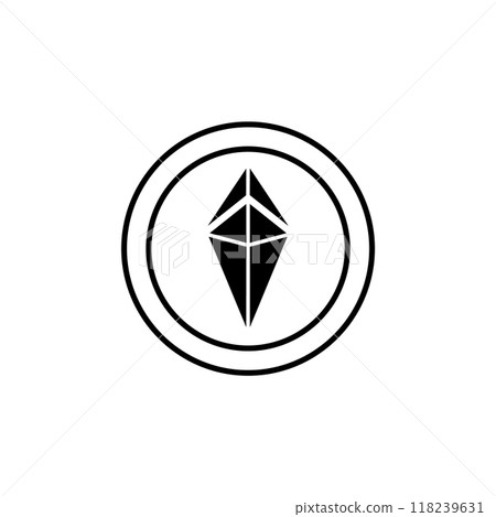 Geometric polygon symbol within concentric circles. Represents blockchain technology, cryptocurrency concepts, digital innovation, fintech logos, and modern tech branding in visual design. 118239631