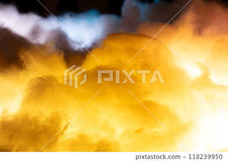 Fantasy cloud float in sky. Fake cloud many layers reflect colorful of red blue yellow like a dream 118239950