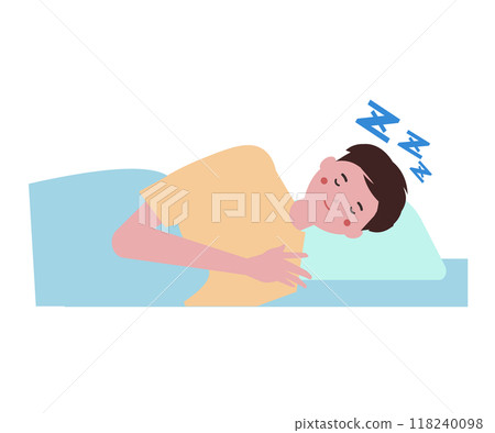 A sleeping man. Illustration of a sleeping person. Vector illustration 118240098