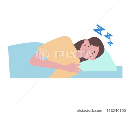 一個女人正在睡覺。一個睡覺的人的插圖。向量圖 118240100
