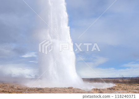 Geyser eruption: a wonder of nature. 118240371