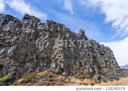 Hiking the Continental Divide at Thingvellir. Hiking the Continental Divide at Thingvellir. 118240379