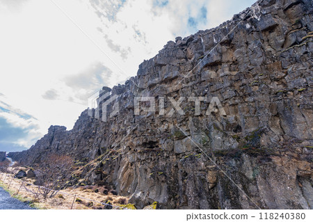 Hiking the Continental Divide at Thingvellir. Hiking the Continental Divide at Thingvellir. 118240380