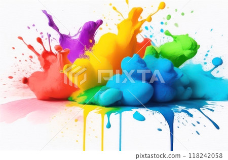 Vibrant splashes of color explode in this stunning image, showcasing a dynamic and energetic display of creativity. 118242058