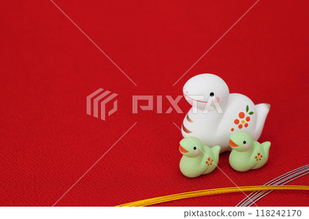 蛇年新年賀卡材料 蛇親子與水引 蛇年新年賀卡材料 蛇親子與水引 118242170