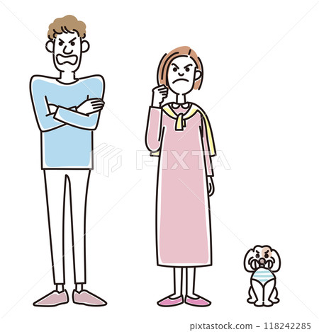 Stylish young couple and cute puppy 118242285