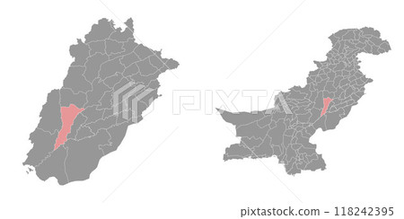 Muzaffargarh district map, administrative division of Pakistan. Vector illustration. 118242395
