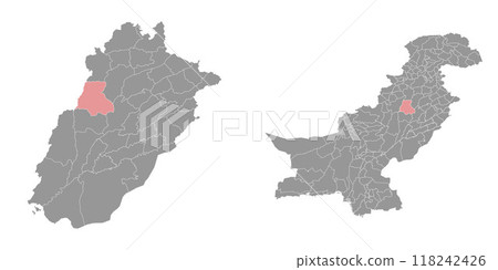 Bhakkar district map, administrative division of Pakistan. Vector illustration. Bhakkar district map, administrative division of Pakistan. Vector illustration. 118242426