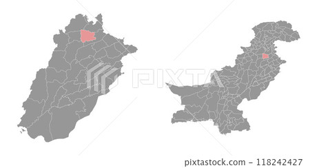 Chakwal district map, administrative division of Pakistan. Vector illustration. Chakwal district map, administrative division of Pakistan. Vector illustration. 118242427