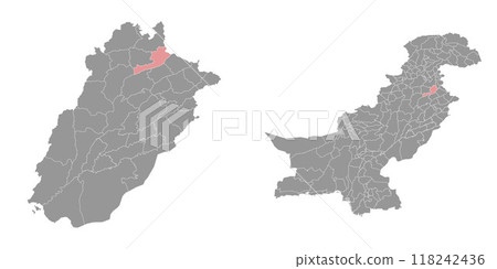 Jhelum district map, administrative division of Pakistan. Vector illustration. 118242436