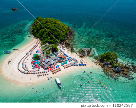 Koh Khai island Aerial drone view beautiful sand beach, Phuket, Thailand Koh Khai island Aerial drone view beautiful sand beach, Phuket, Thailand 118242597