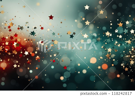 Background in red and aquamarine tones with stars and circles. 118242817