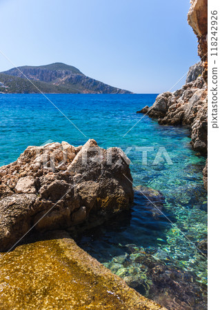 Tas Ocak Plaji, coastal view of Kalkan, Turkey. Summer landscape 118242926