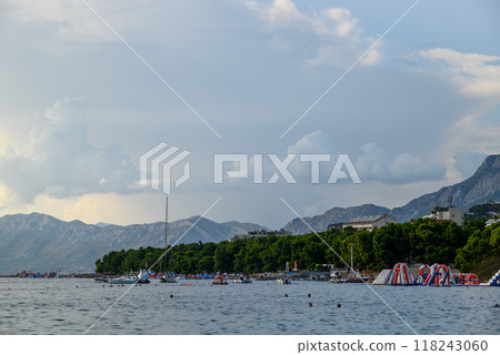 Makarska town, popular tourist seaside resort on the Adriatic sea coastline of Croatia Makarska town, popular tourist seaside resort on the Adriatic sea coastline of Croatia 118243060