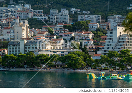 Makarska town, popular tourist seaside resort on the Adriatic sea coastline of Croatia Makarska town, popular tourist seaside resort on the Adriatic sea coastline of Croatia 118243065