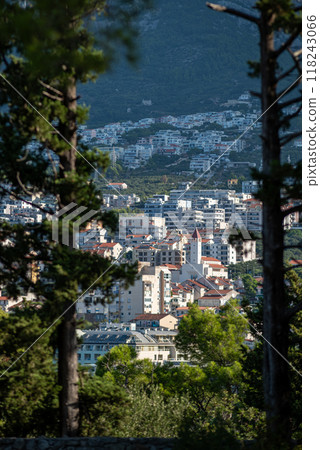 Makarska town, popular tourist seaside resort on the Adriatic sea coastline of Croatia Makarska town, popular tourist seaside resort on the Adriatic sea coastline of Croatia 118243066