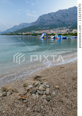 Makarska town, popular tourist seaside resort on the Adriatic sea coastline of Croatia Makarska town, popular tourist seaside resort on the Adriatic sea coastline of Croatia 118243070