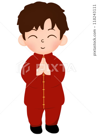 Chinese boy paying respects Chinese boy paying respects 118243111