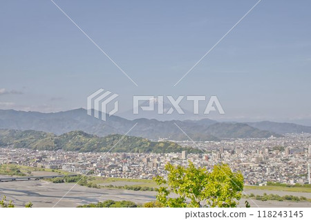 View of the townscape of Kiyomizu and snow-capped Mount Chokai from Kiyomizu-dera Temple 118243145