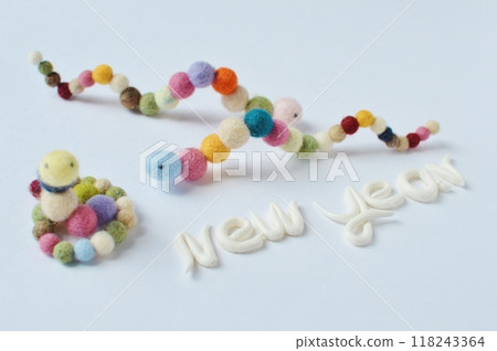 New Year's material: snake made from wool felt ball New Year's material: snake made from wool felt ball 118243364