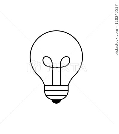 Minimalistic lightbulb outline, representing the concept of innovation, ideas, and creativity. The simple lines and design convey a modern and sleek appearance. 118243537